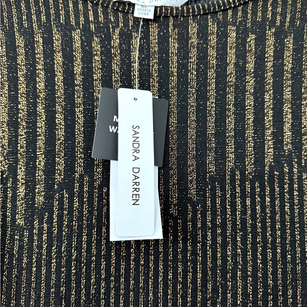 NWT-Sandra Darren Metallic Midi Tie Waist Dress size XL - Picture 5 of 6